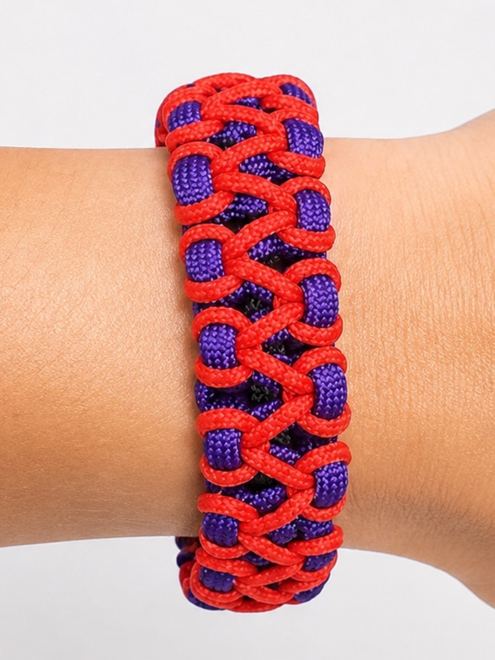 Handmade Red Purple Paracord Bracelet Toggle Closure 7.75”